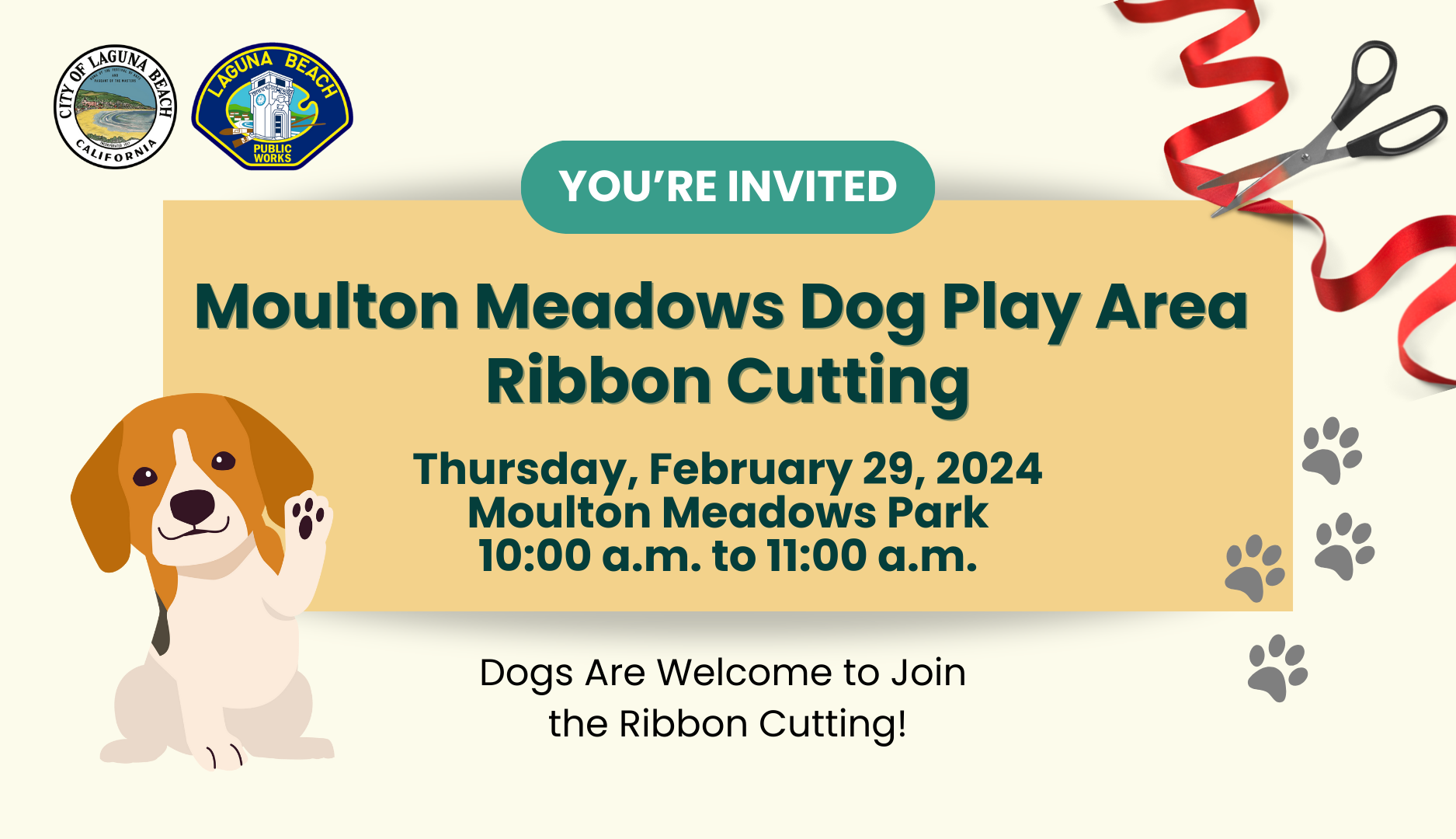 Press Release - Moulton Meadows Dog Play Area Grand Opening | News &  Communications | Laguna Beach, CA