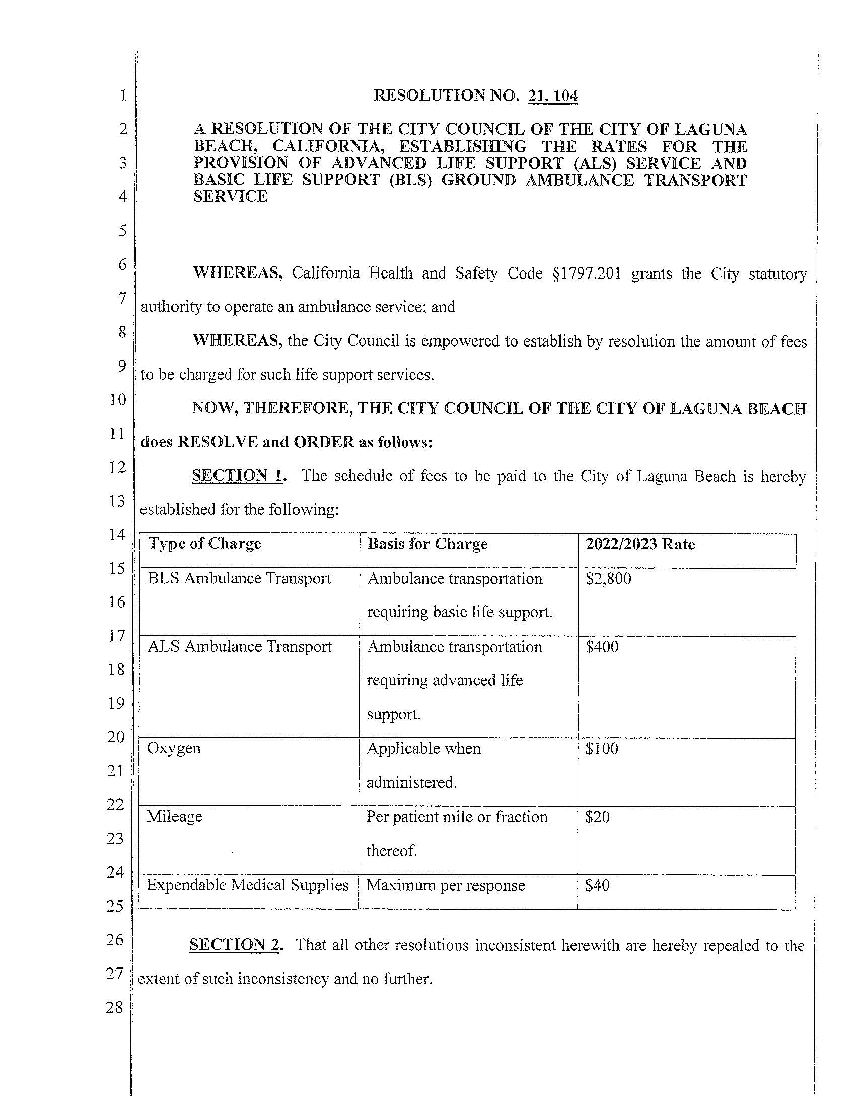 Resolution 21.104 - Ambulance Transport Rates_Page_1